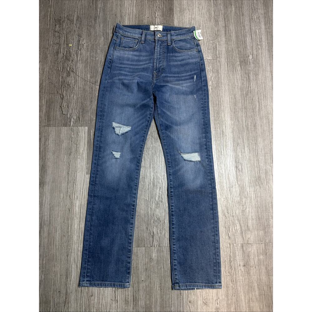 Seven 7 FOR ALL MANKIND~Easy Slim/High Rise/Floral Print Distressed Jeans Sz 26